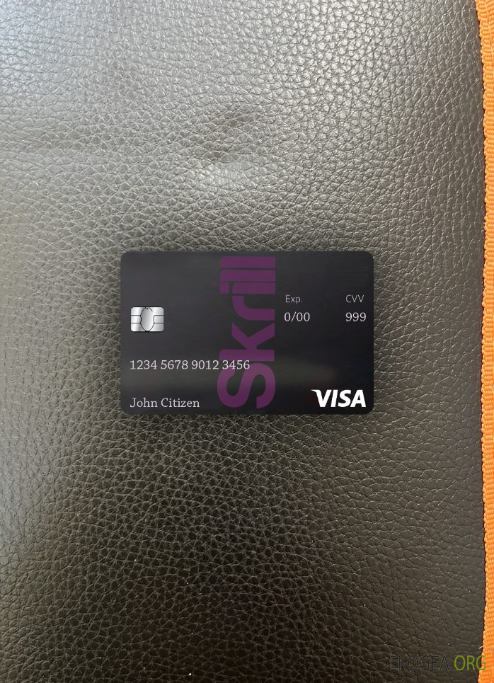 Modèle de carte de débit Skrill Visa au format PSD, photolook entièrement modifiable